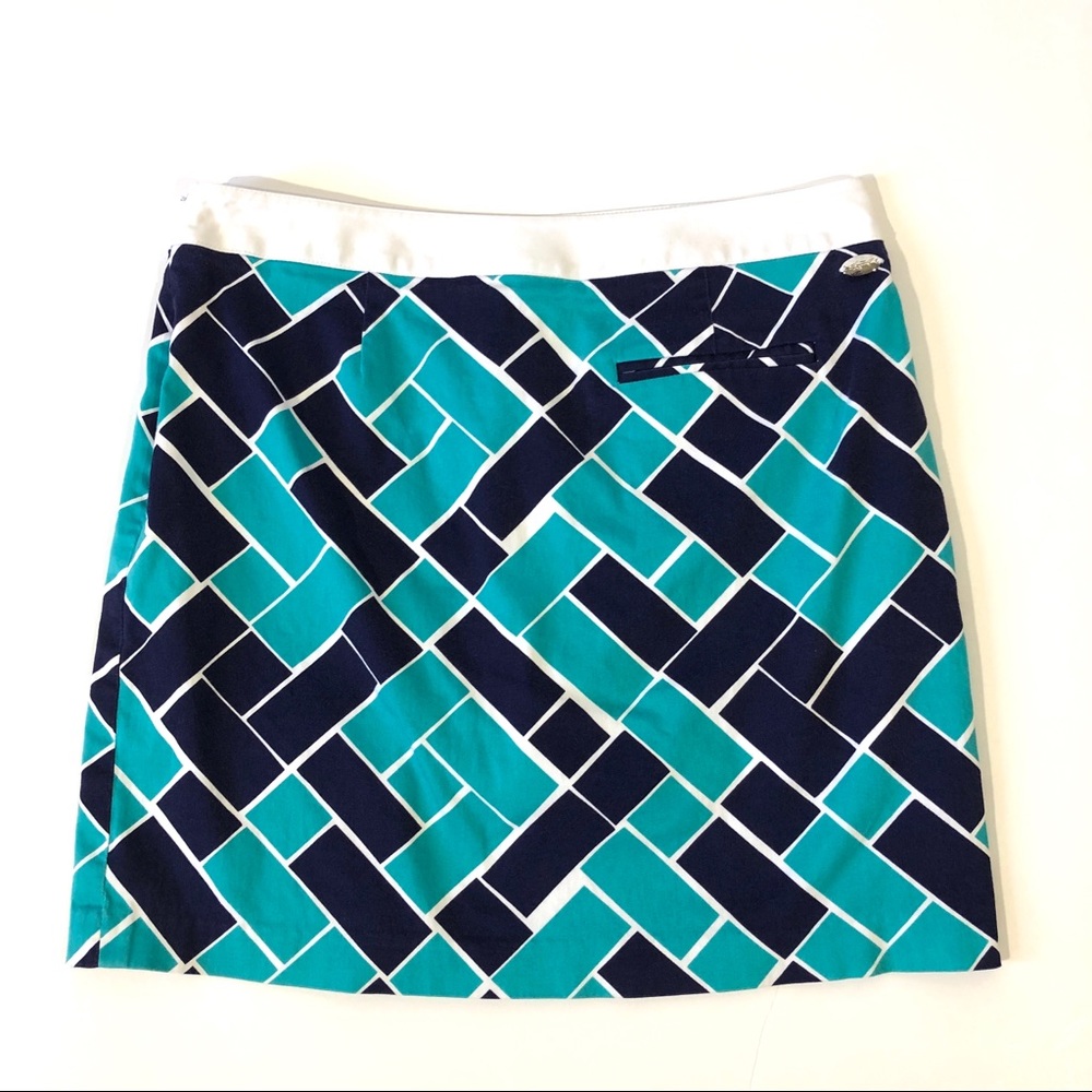 Greg Norman Navy & Teal Print Stretch Golf Skort - Picture 6 of 8